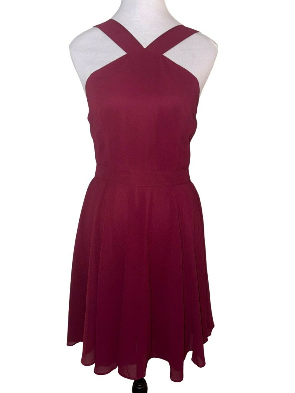 Lulus Burgundy Forevermore Sleeveless Skater Dress Size S